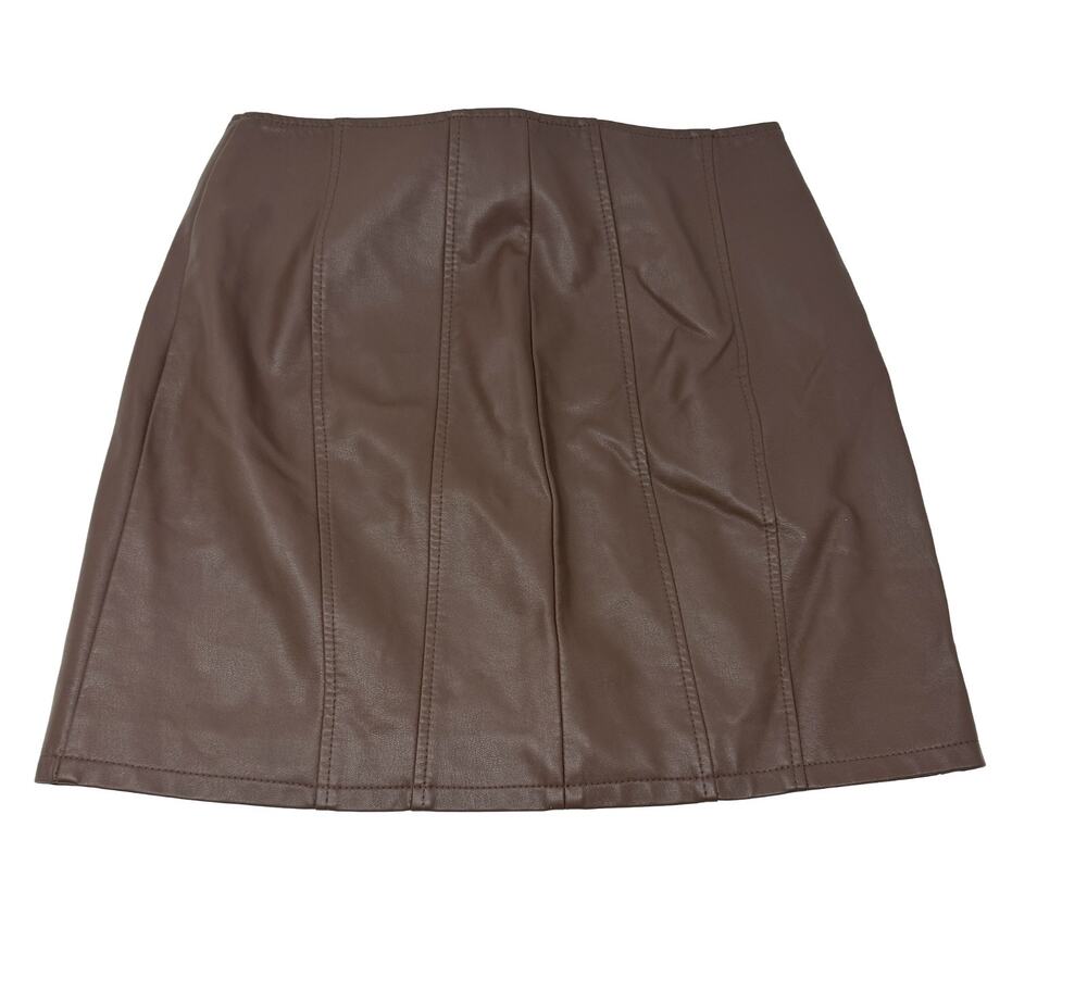 Free People Mauve Vegan Suede Leather Brown Designer Mini Skirt size 2 UK 6